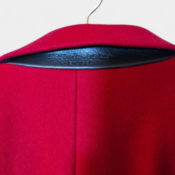 Rag & Bone Daine Long Single Breasted Wool Coat Deep Berry Red Office NWT - Picture 9 of 16